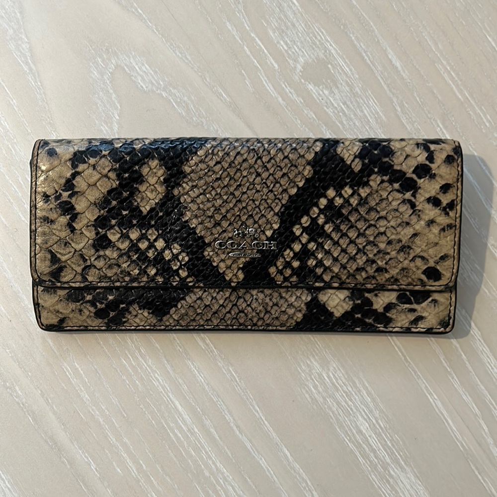 Excellent condition (like new) Coach Slim Soft Envelope Wallet Python Leather